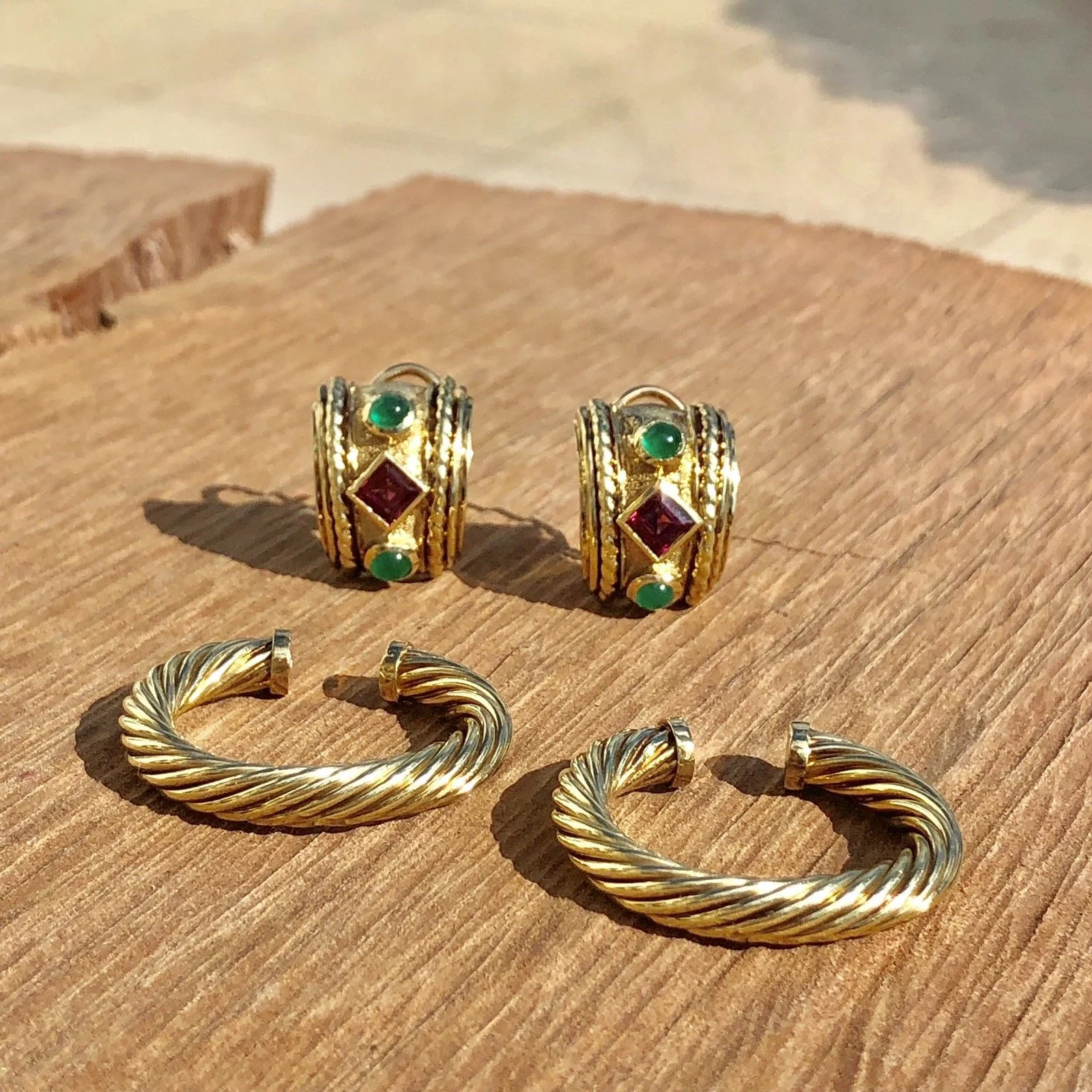 Large David Yurman 14K YG Yellow Gold Door Knocker Earrings